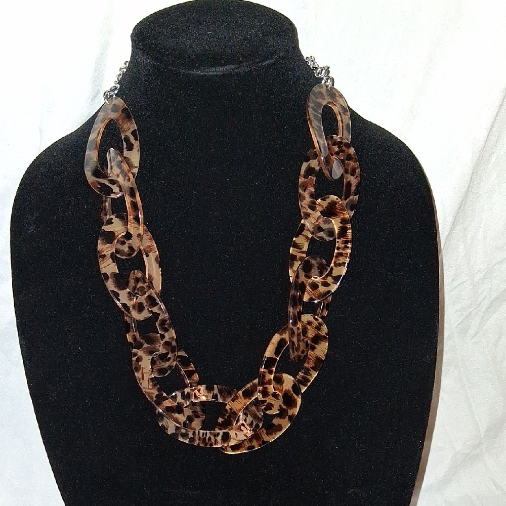 Premier Designs Animal Print Brown Black Statement Necklace